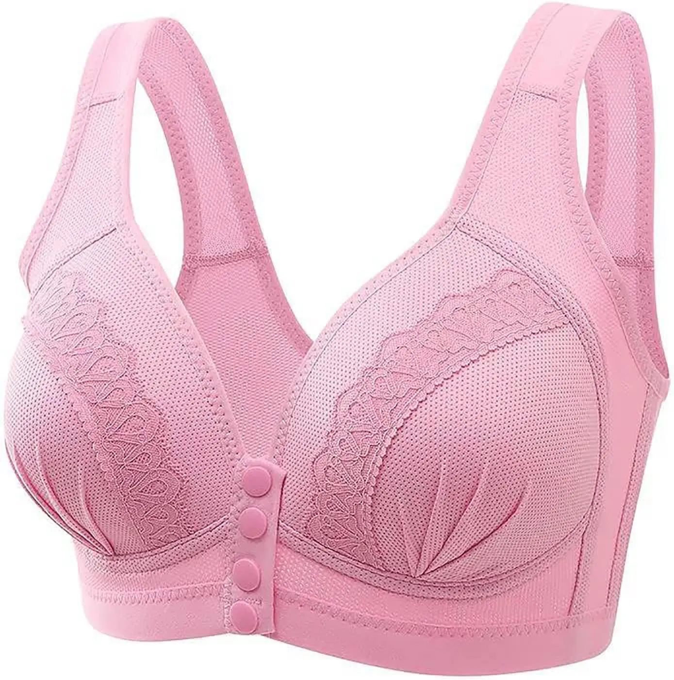 Front Snap Everyday Bras for Older Women Daisy Wirefree Push Up Bra Plus Bralettes Senior Ultra Soft