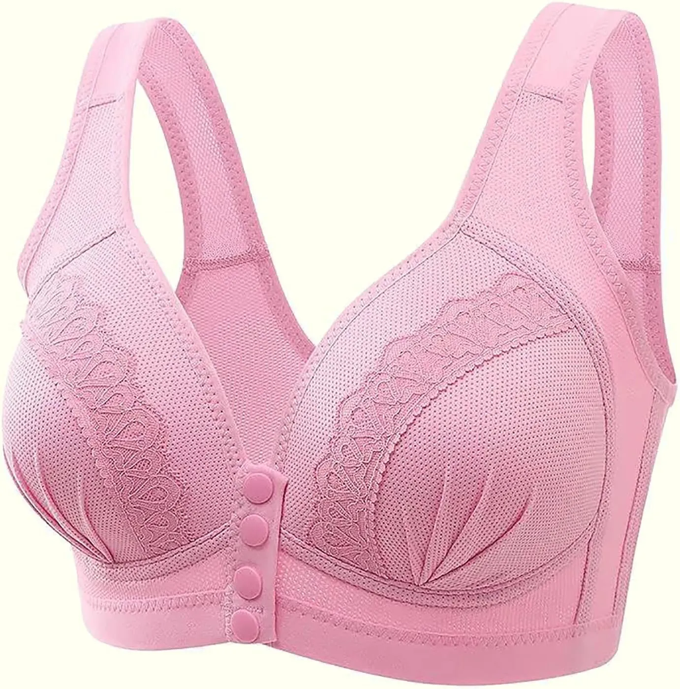 Front Snap Everyday Bras for Older Women Daisy Wirefree Push Up Bra Plus Bralettes Senior Ultra Soft