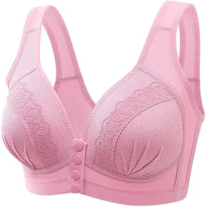 Front Snap Everyday Bras for Older Women Daisy Wirefree Push Up Bra Plus Bralettes Senior Ultra Soft