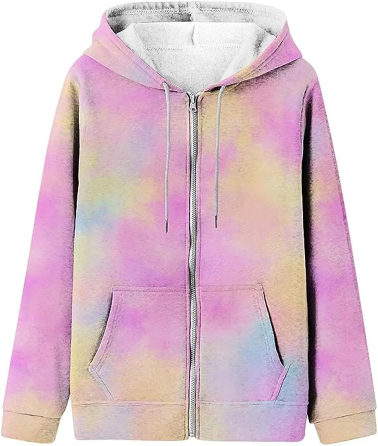 Full Zip Hoodies with Zipper Pocket Sweatshirt Casual Drawstring Clothing Zipper Track Hoodies Sweater Fashion