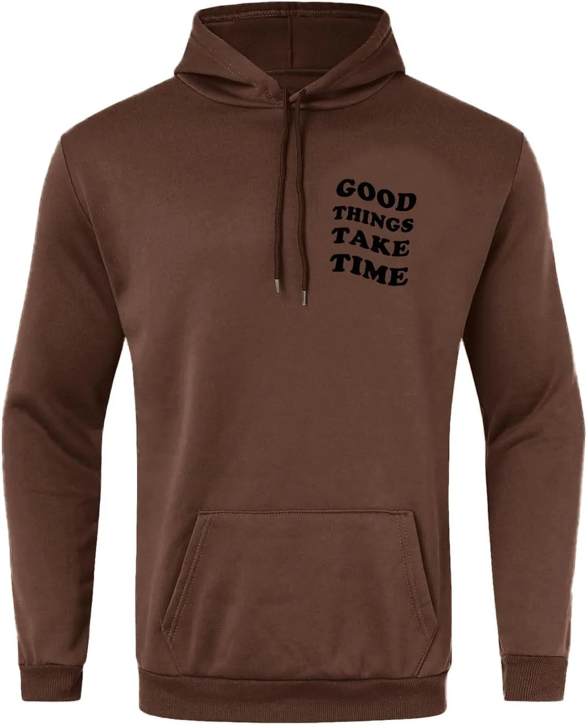GOFULY Mens Sweatshirts Fall Good Things Take Time Letter Print Hoodies Design Long Sleeve Hoodies Pullover Lightweight