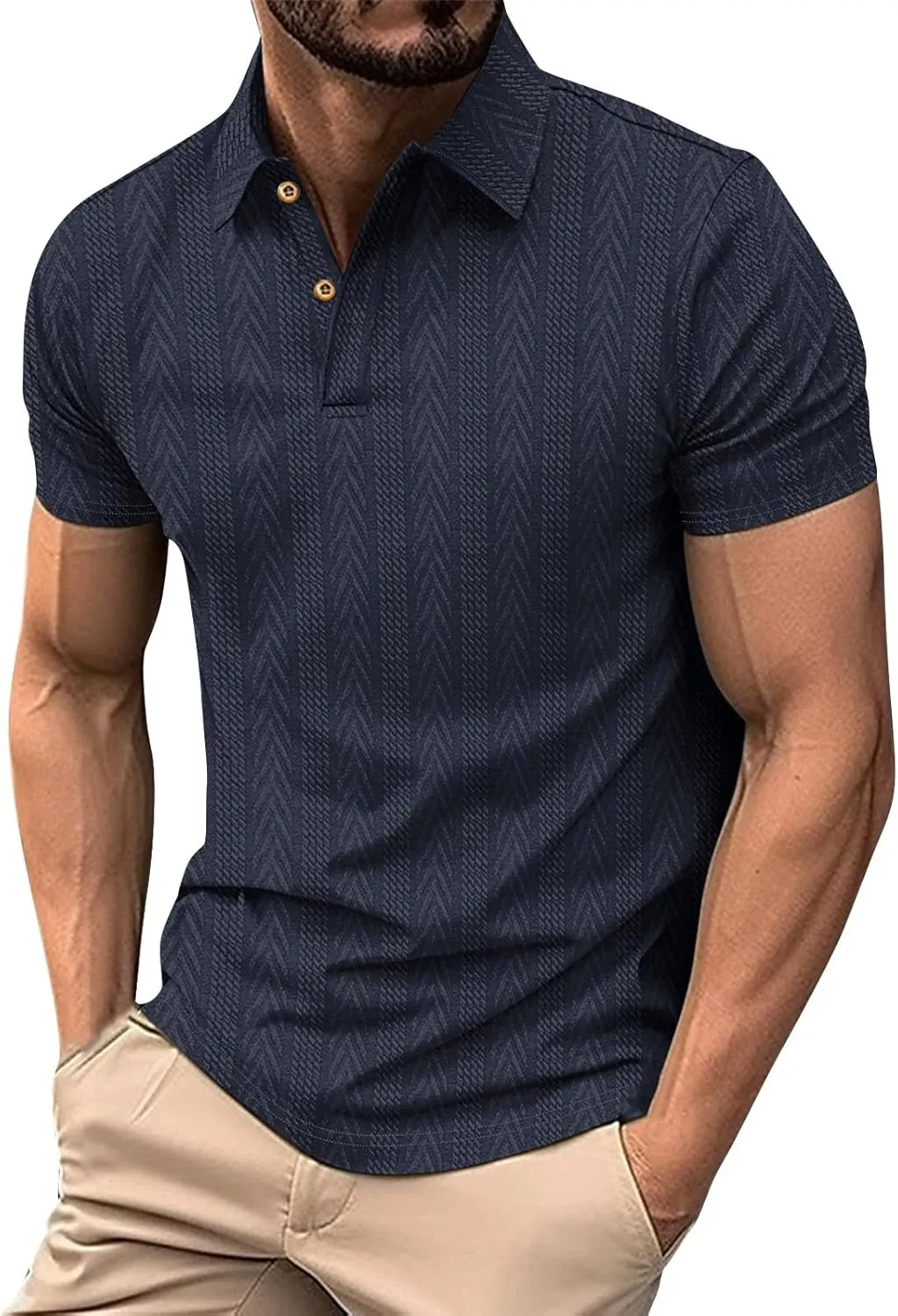 Golf Polo Shirts Moisture Wicking Short Sleeve Texture Athletic Polos Performance Quick Dry Everyday Collared T-Shirts