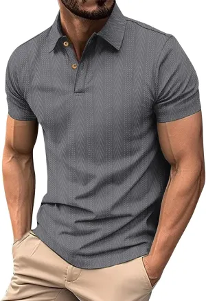 Golf Polo Shirts Moisture Wicking Short Sleeve Texture Athletic Polos Performance Quick Dry Everyday Collared T-Shirts
