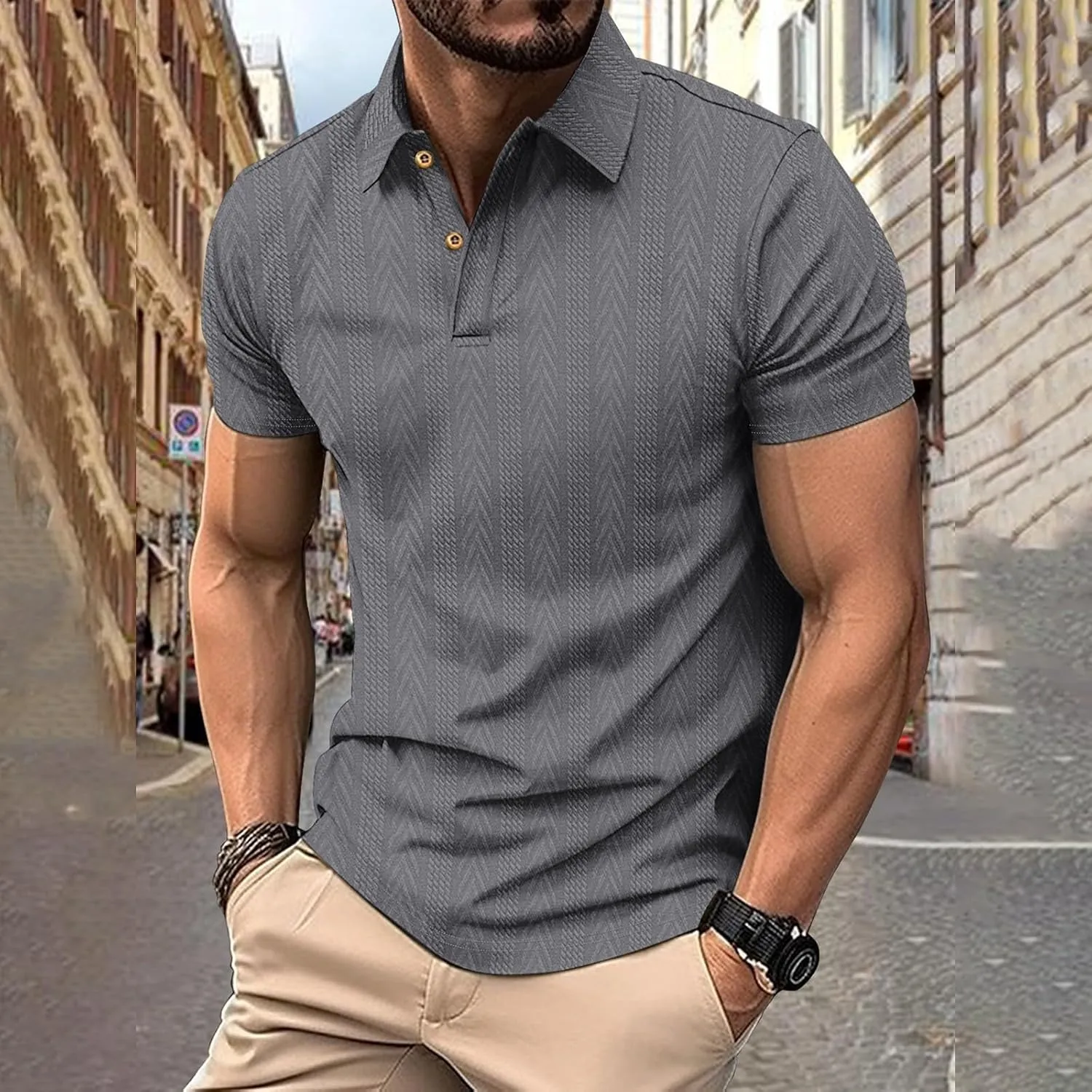 Golf Polo Shirts Moisture Wicking Short Sleeve Texture Athletic Polos Performance Quick Dry Everyday Collared T-Shirts