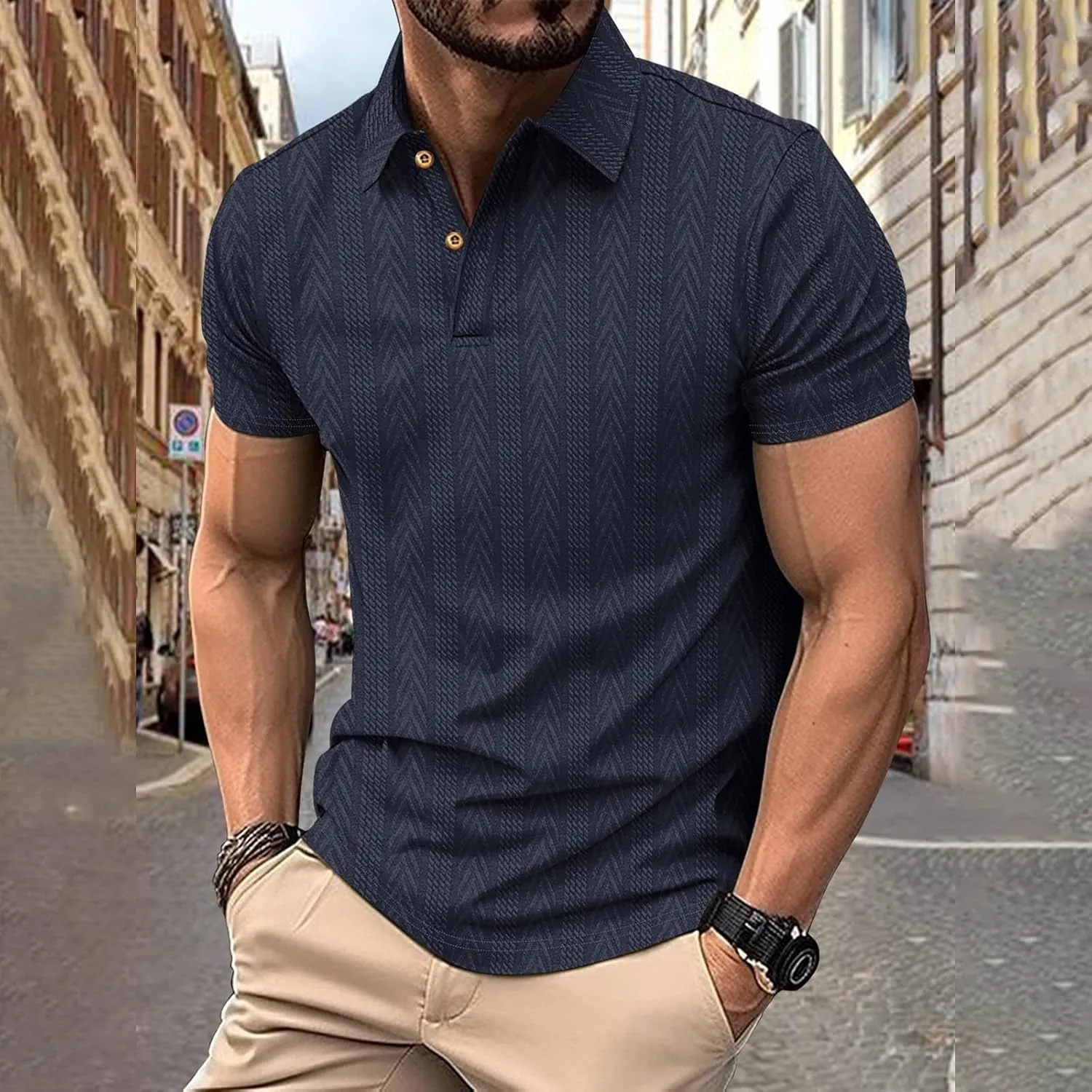 Golf Polo Shirts Moisture Wicking Short Sleeve Texture Athletic Polos Performance Quick Dry Everyday Collared T-Shirts