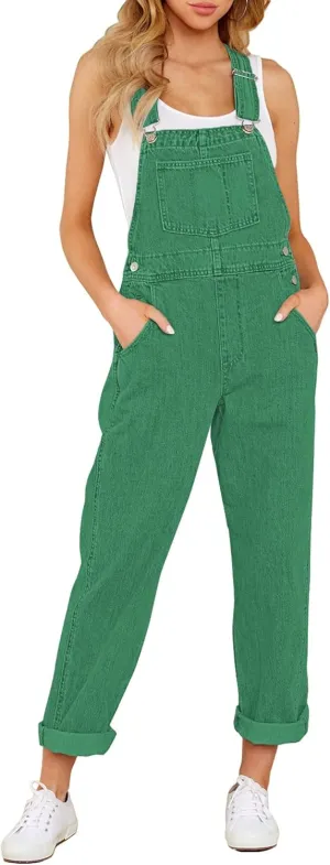 GRAPENT Overalls for Women Loose Fit Jean Denim Bib Jumpsuit Stretch Overall Pants