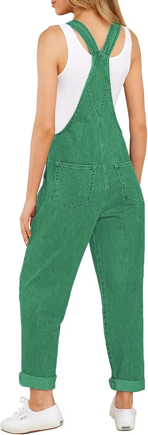 GRAPENT Overalls for Women Loose Fit Jean Denim Bib Jumpsuit Stretch Overall Pants