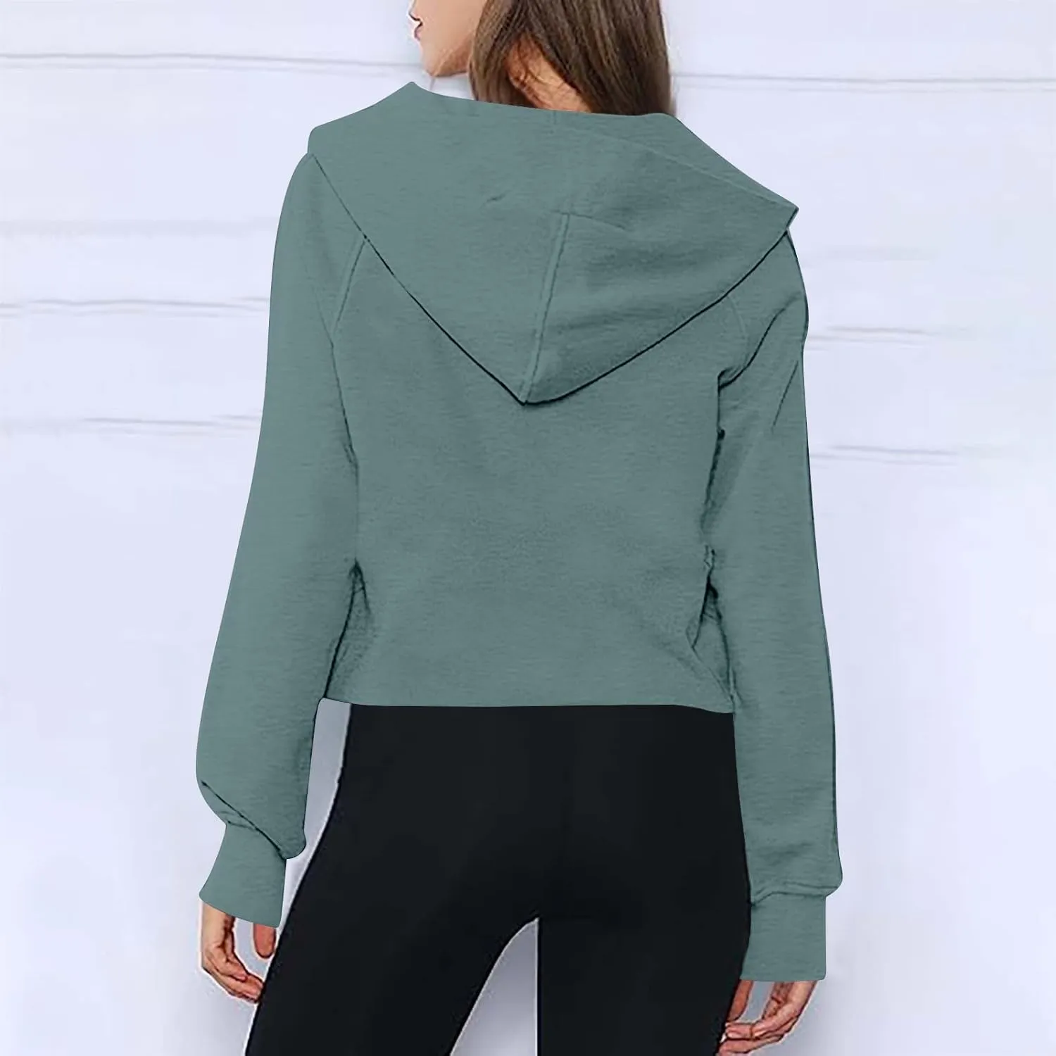 Half Zip Cropped Hoodies for Women Fleece Quarter Zip Up Pullover Oversized Sweatshirts 2024 Fall Clothes with Pocket