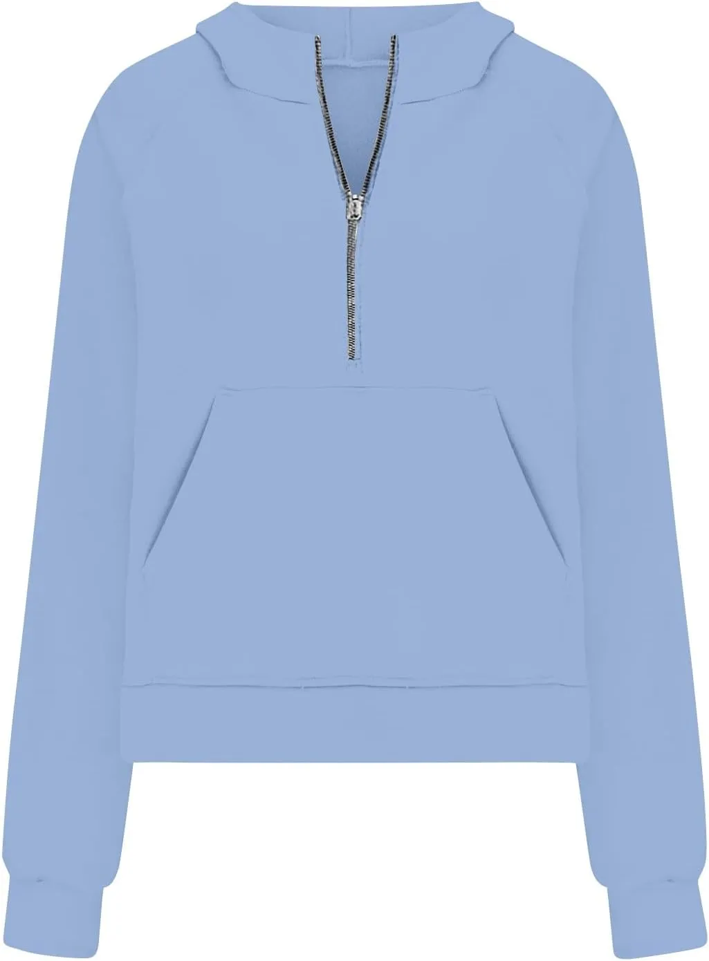 Half Zip Cropped Hoodies for Women Fleece Quarter Zip Up Pullover Oversized Sweatshirts 2024 Fall Clothes with Pocket