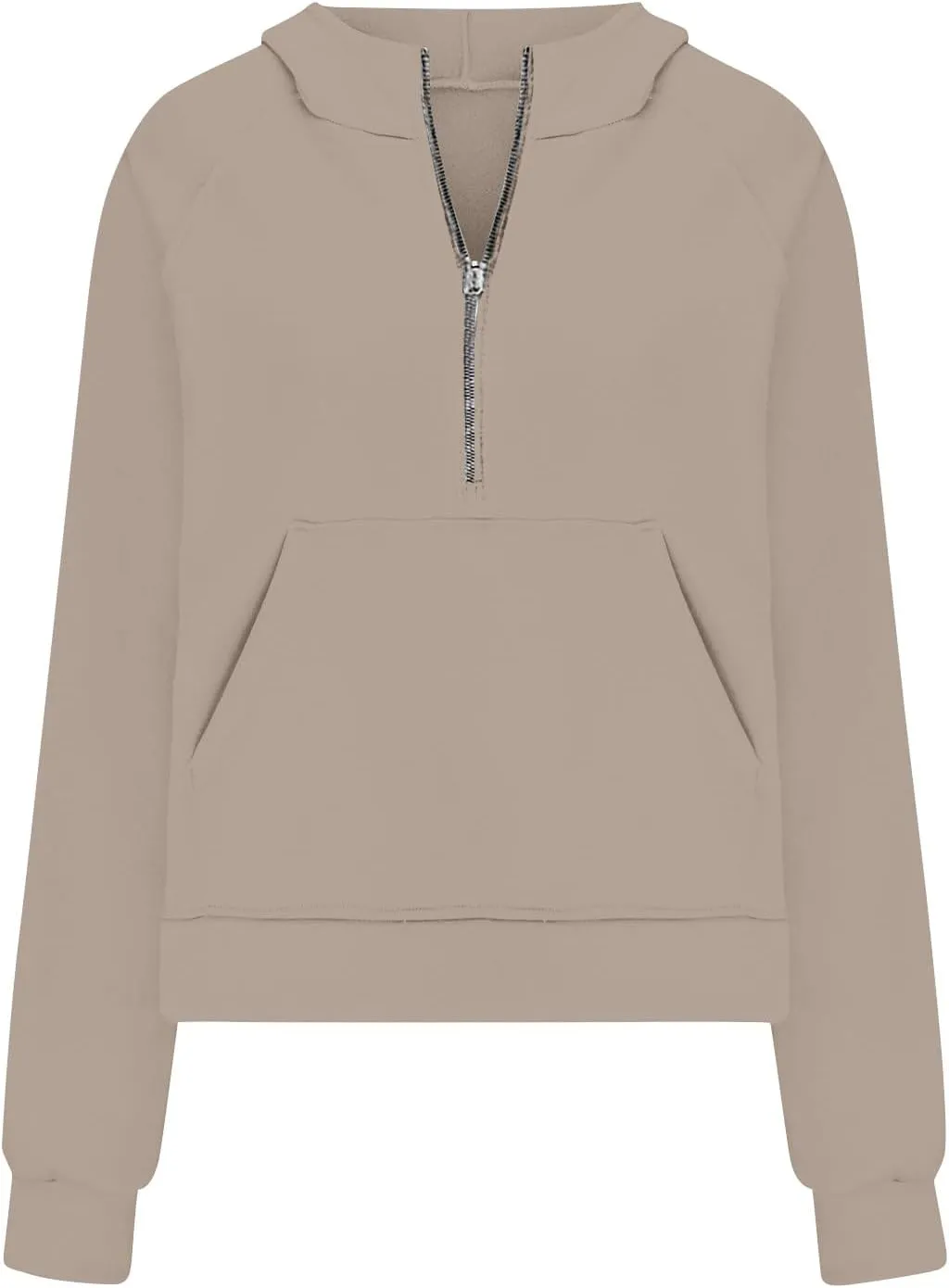 Half Zip Cropped Hoodies for Women Fleece Quarter Zip Up Pullover Oversized Sweatshirts 2024 Fall Clothes with Pocket