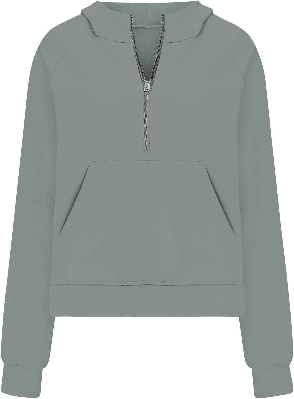Half Zip Cropped Hoodies for Women Fleece Quarter Zip Up Pullover Oversized Sweatshirts 2024 Fall Clothes with Pocket