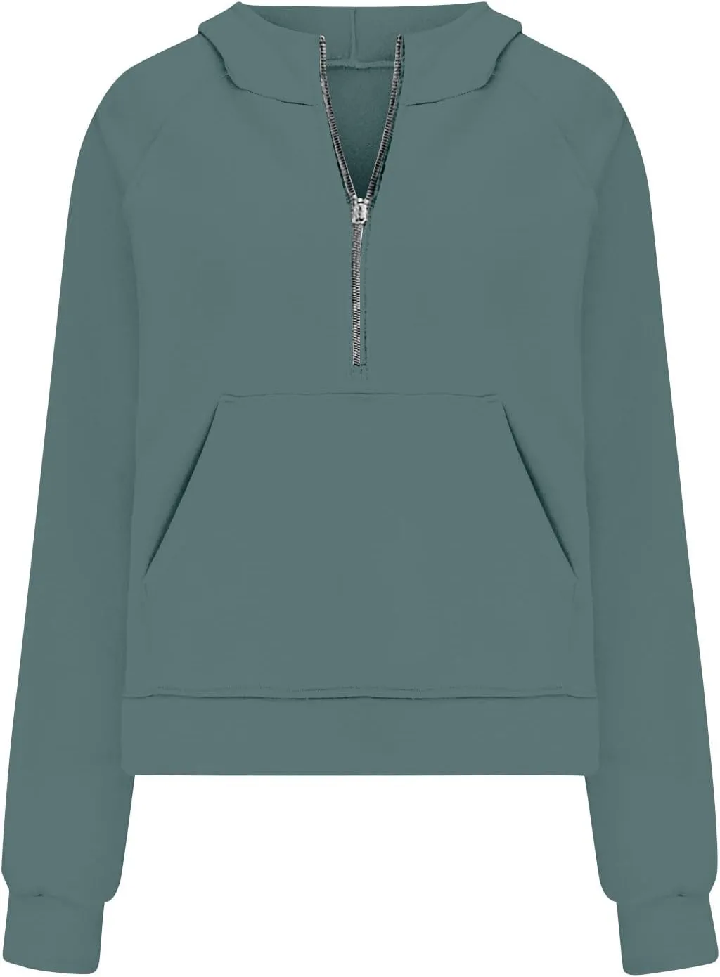 Half Zip Cropped Hoodies for Women Fleece Quarter Zip Up Pullover Oversized Sweatshirts 2024 Fall Clothes with Pocket
