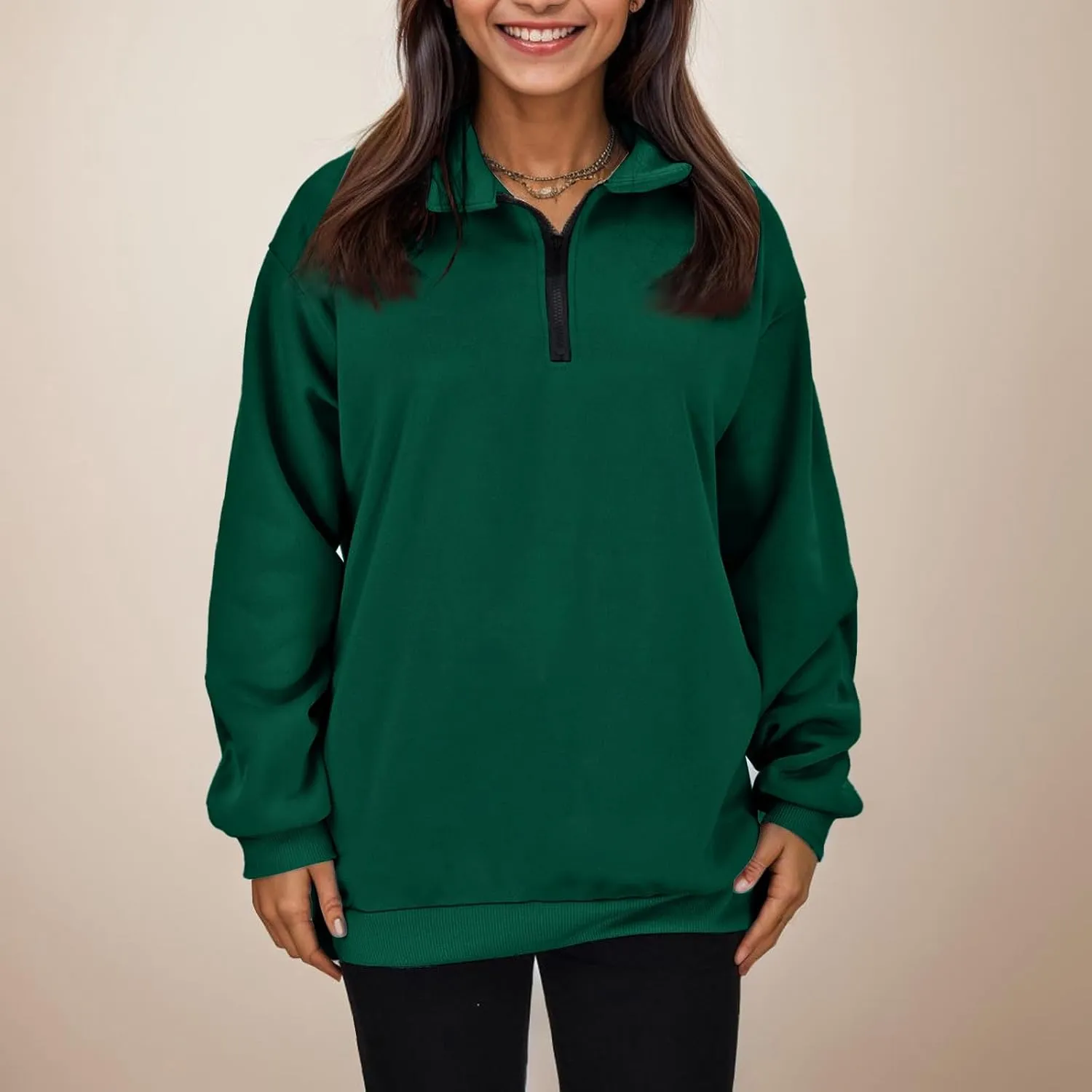 Half Zip Sweatshirt Women Trendy Cropped Hoodies Fleece Jackets Pullover Fall Outfits 2024 Winter Clothes