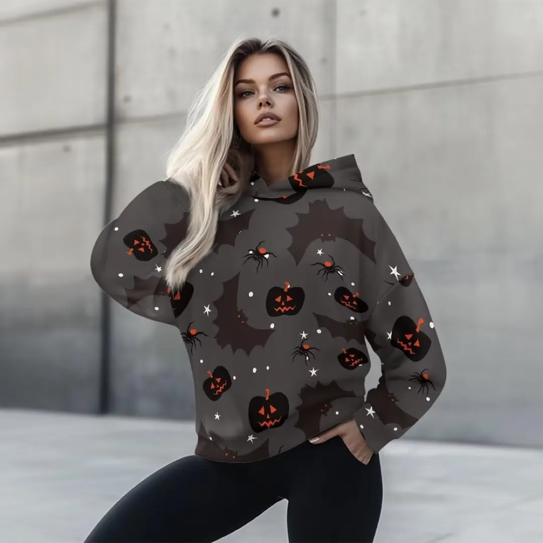 Halloween Sweatshirt for Women Graphic Hoodies 2024 Hooded Sweatshirt for Women Oversized Pullover Hoodies