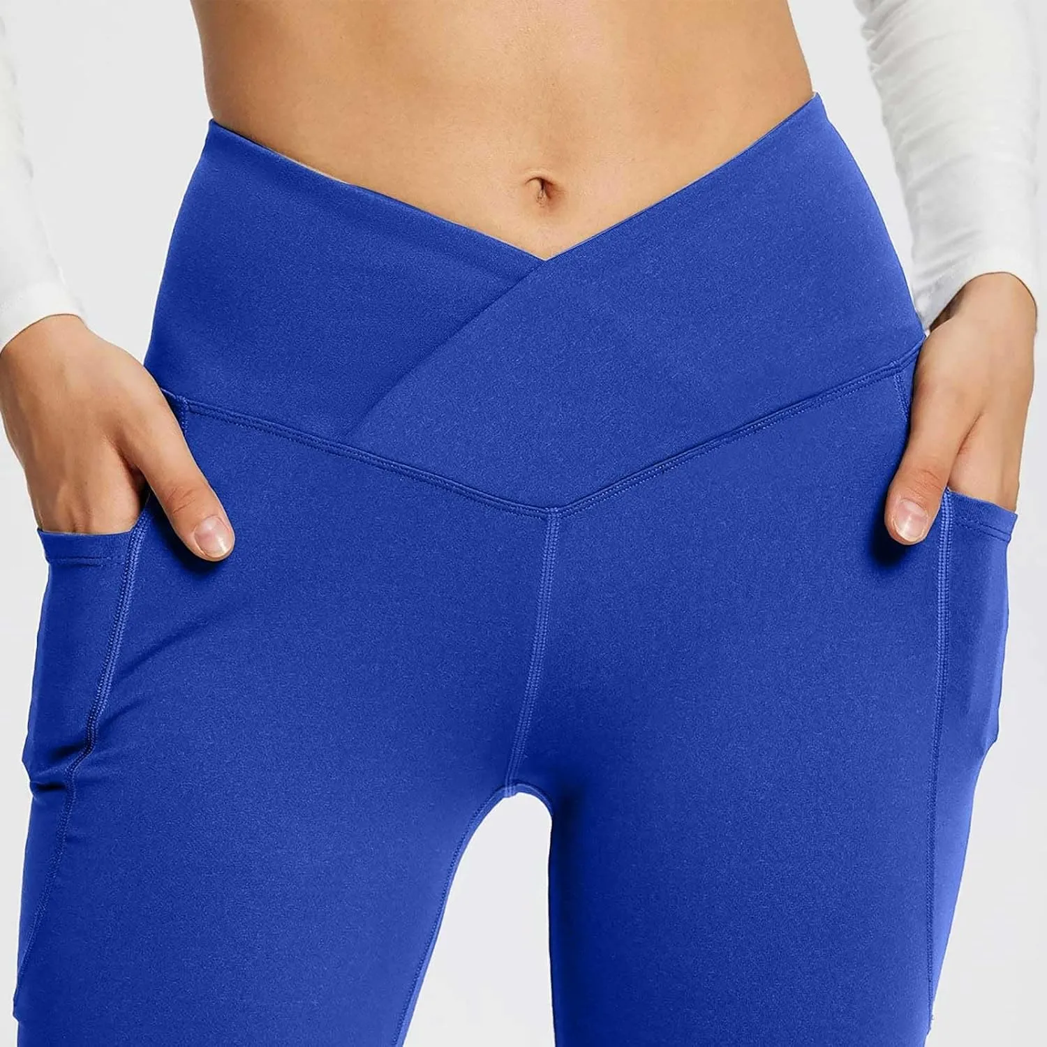High Waist Yoga Pants with Pockets Warm Yoga Pants High Waist Buttocks Stretch Fitness Tummy Control Flare Leggings