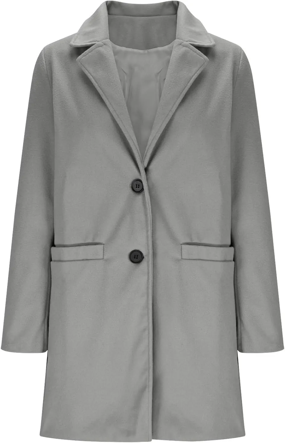 hlysgo Womens Single Breasted Trench Coat Long Sleeve Slim Peacoat Casual Lapel Cardigan Outwear Fall Winter Clothes