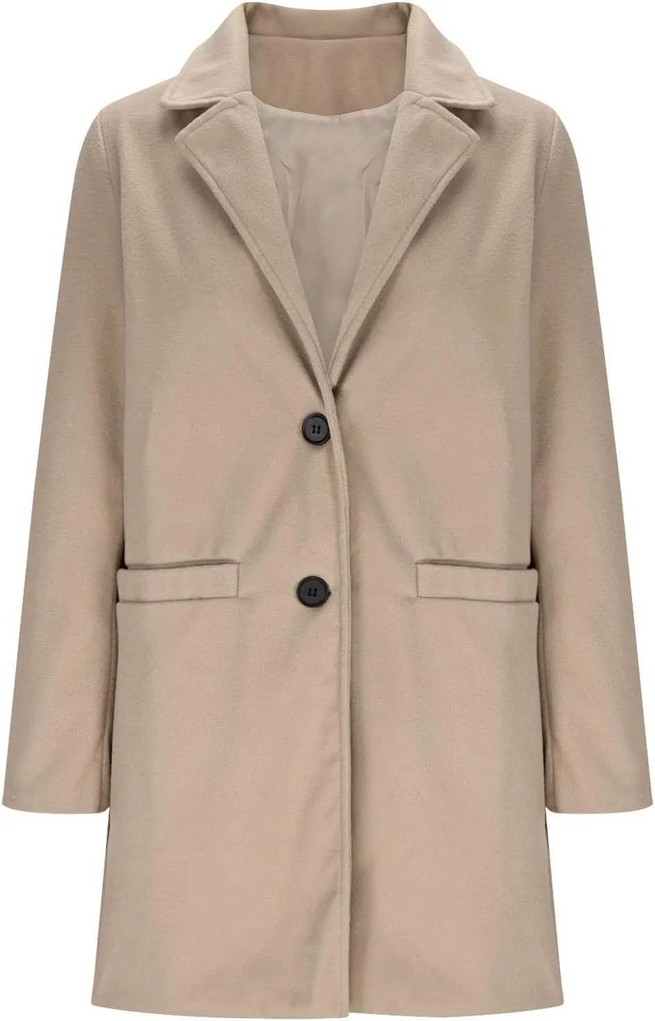hlysgo Womens Single Breasted Trench Coat Long Sleeve Slim Peacoat Casual Lapel Cardigan Outwear Fall Winter Clothes