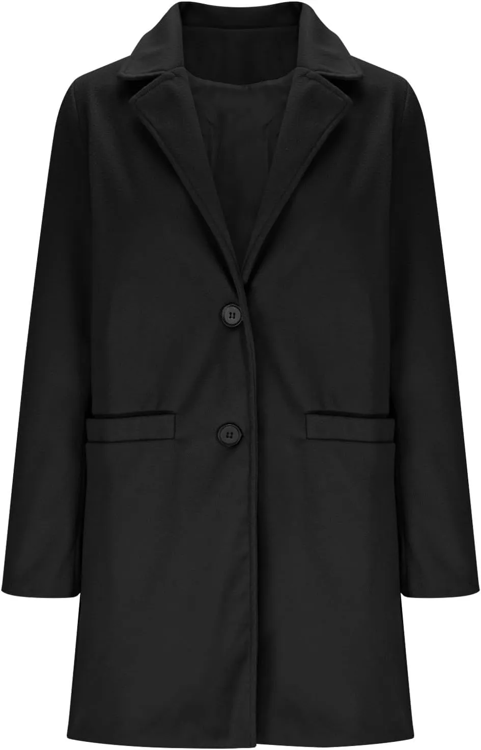 hlysgo Womens Single Breasted Trench Coat Long Sleeve Slim Peacoat Casual Lapel Cardigan Outwear Fall Winter Clothes