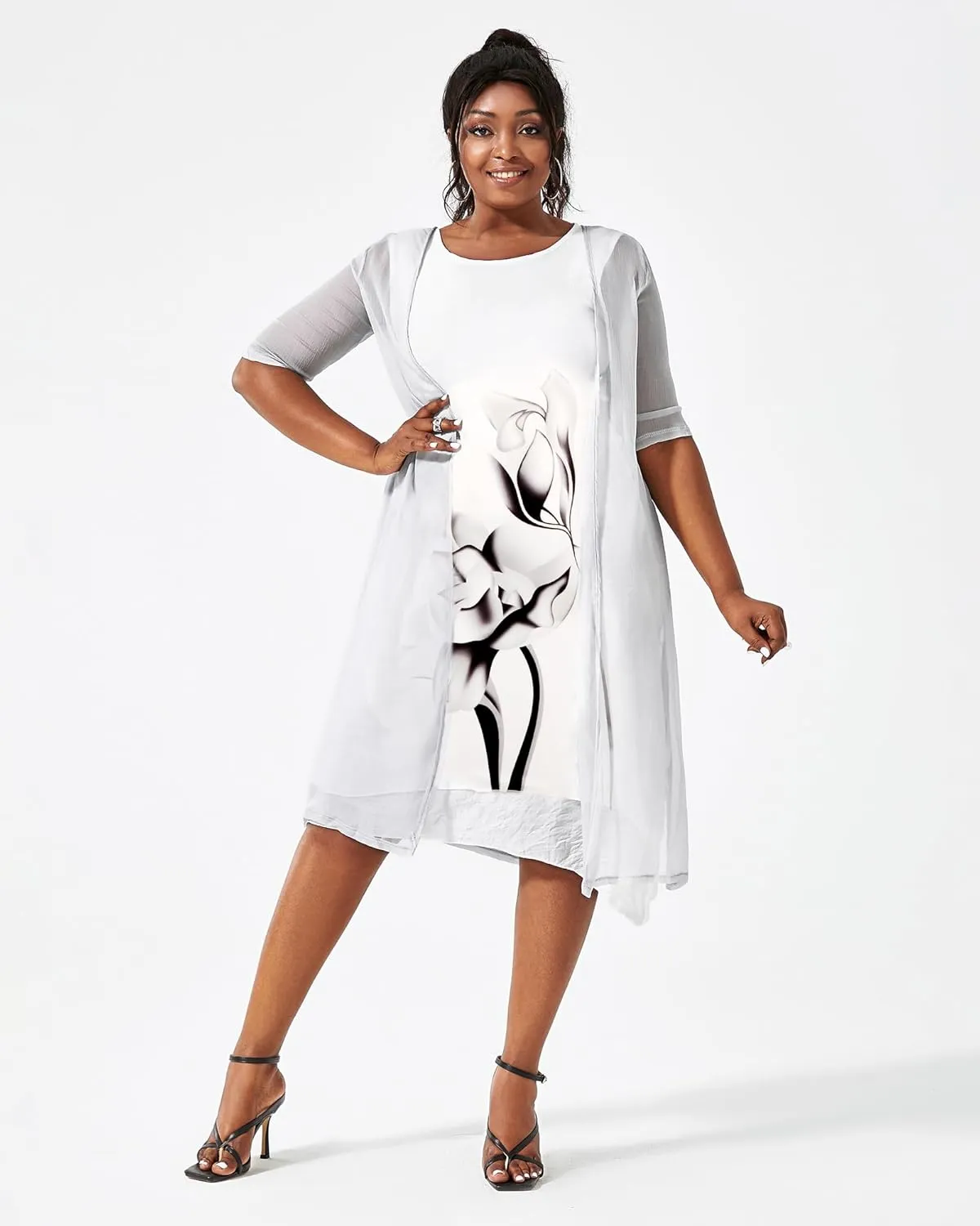 Honwenle Women's Linen Dress 2 Piece Outfit Floral Sleeveless Loose Maxi Summer Dresses with Jacket Formal Casual