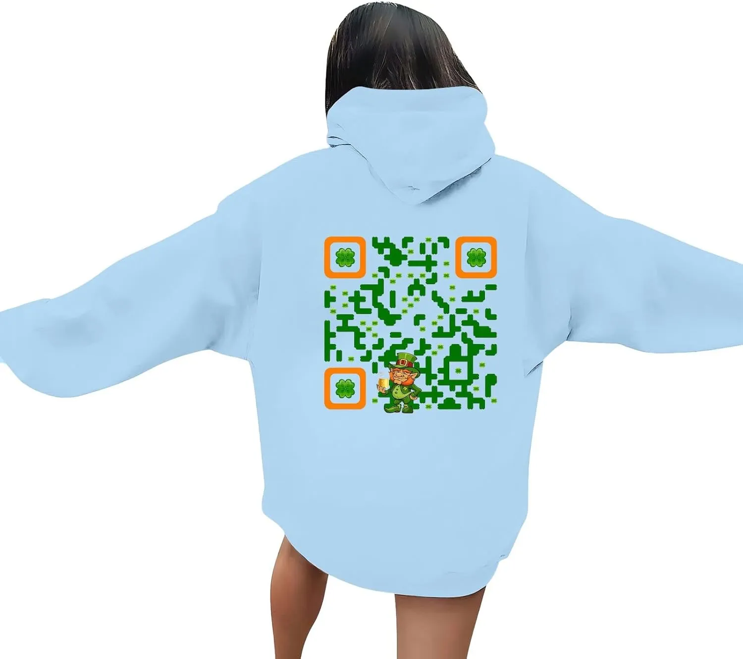 Hoodies for Women Plus Size Casual Long Sleeve Graphic Hoodies Drawstring Pullover Sweatshirts with Pocket