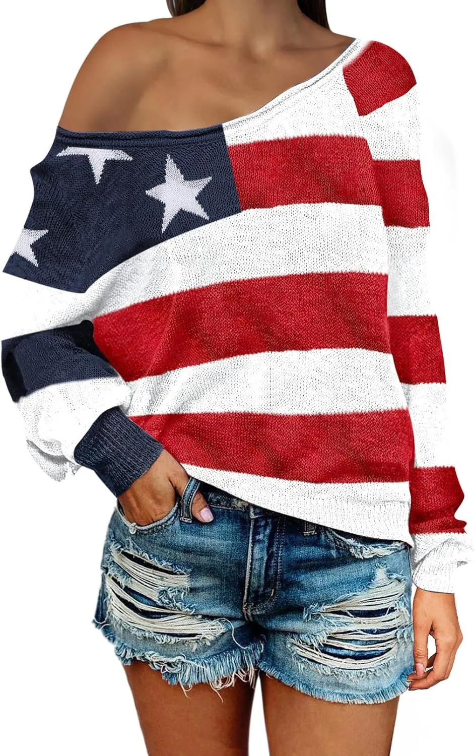 HUUSA Oversized Sweaters for Women Crewneck Tops Knitted Baggy Pullover Sexy See Through Beach Coverups Relaxed Fit