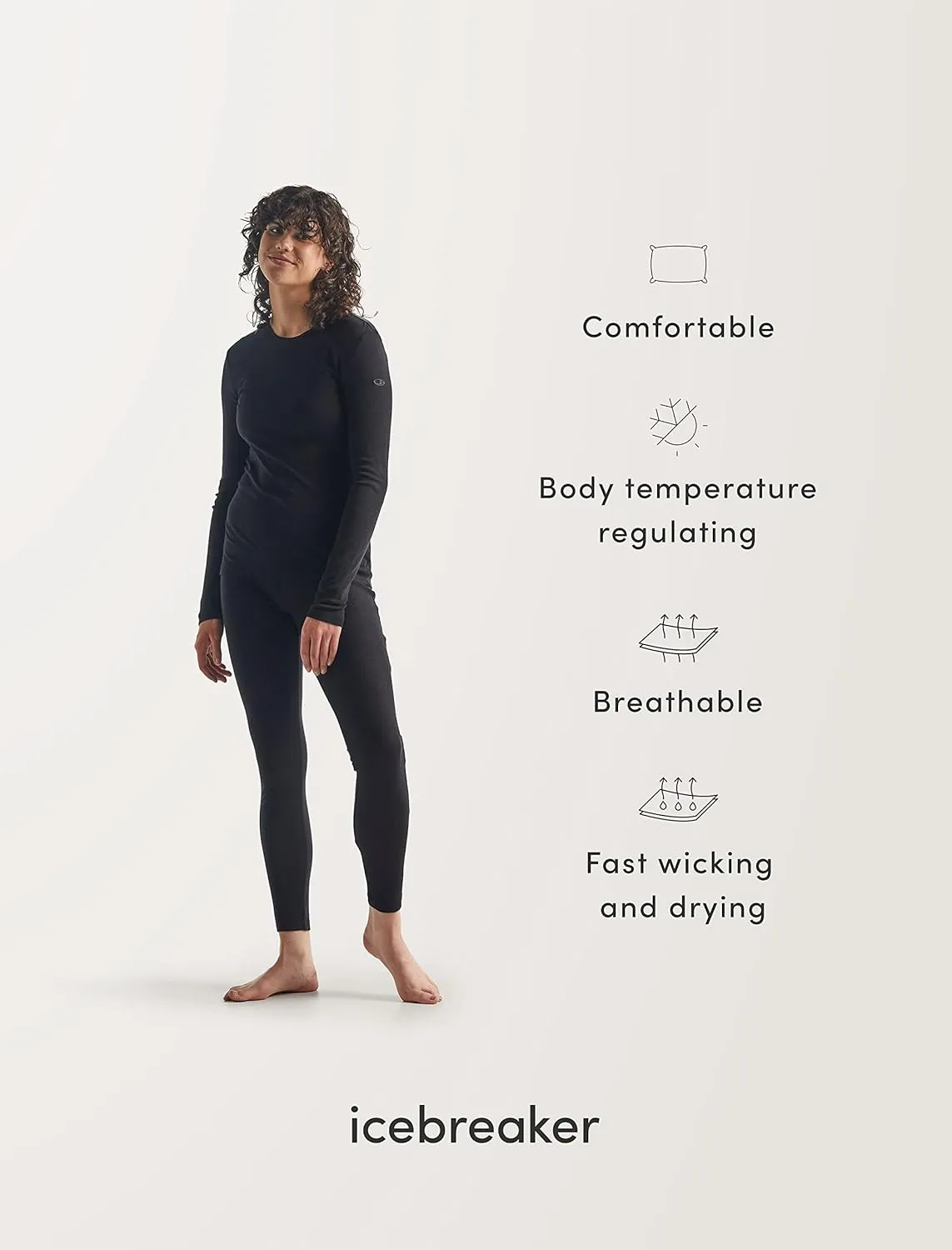 Icebreaker Merino Women's 175 Everyday Cold Weather Base Layer Thermal Long Sleeve Crewneck T-Shirt
