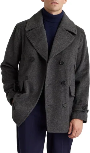 IDEALSANXUN Mens Casual Double Breasted Wool Trench Coat Peacoat Winter Jackets
