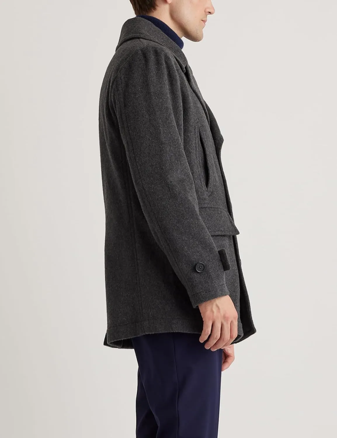 IDEALSANXUN Mens Casual Double Breasted Wool Trench Coat Peacoat Winter Jackets