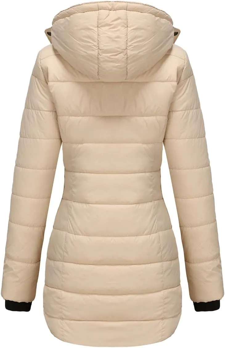 Kubbon Women’s Puffer Jacket Winter Thickened Warm Down Coats Casual Long Sleeve Padded Coats Outwear with Pockets