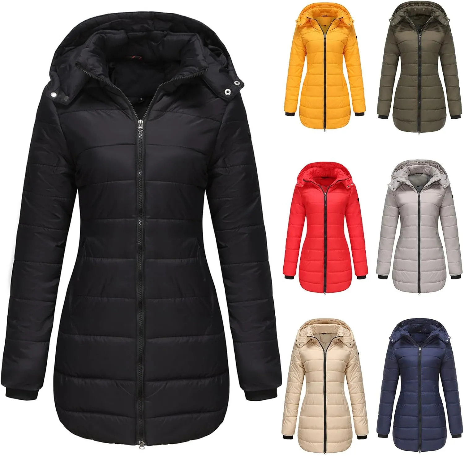 Kubbon Women’s Puffer Jacket Winter Thickened Warm Down Coats Casual Long Sleeve Padded Coats Outwear with Pockets