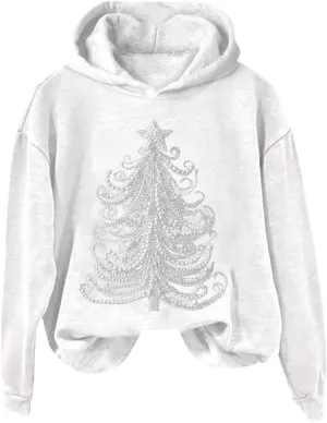 LCMTWX Hooded Sweatshirts for Women Color Loose Long Sleeved Christmas Print Hoodie Plus Size Sweaters Zip Up Hoodie Zip Up H