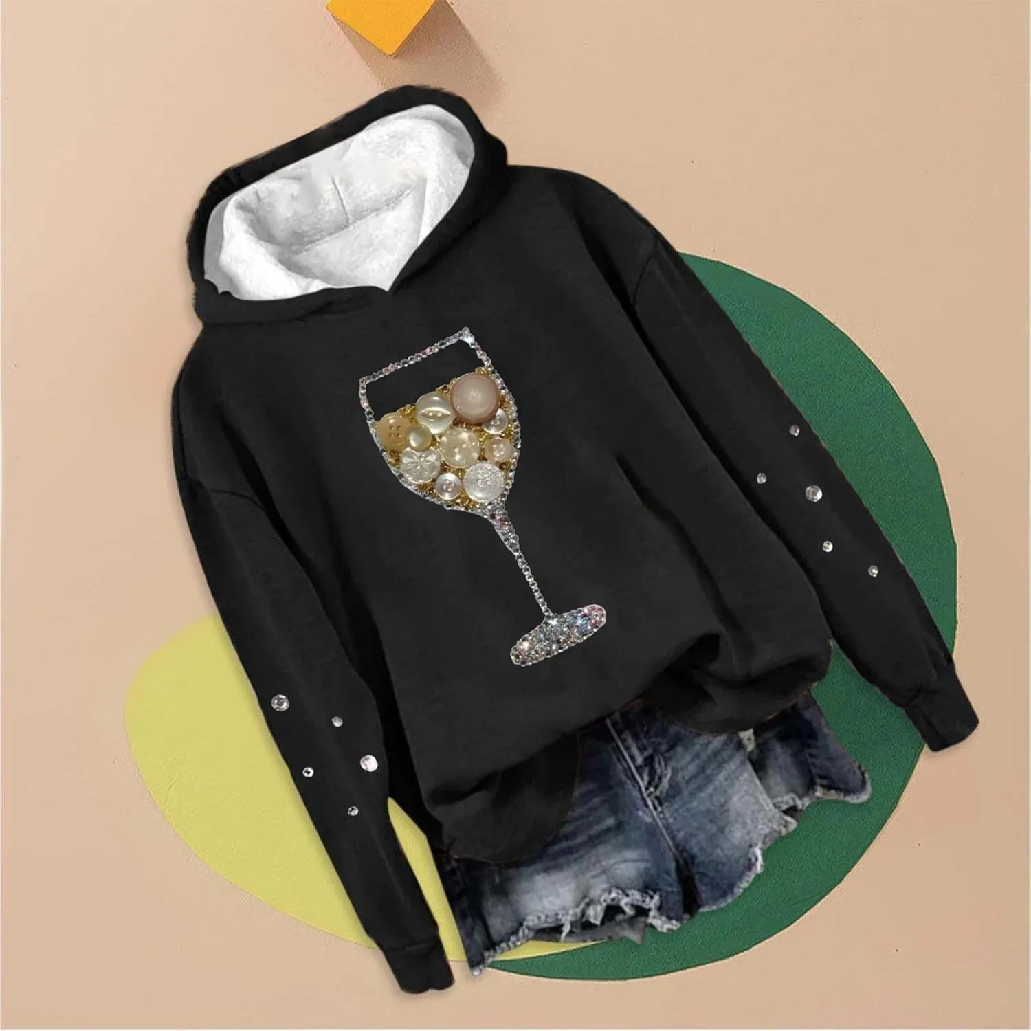 LCMTWX Hooded Sweatshirts for Women Color Loose Long Sleeved Christmas Print Hoodie Plus Size Sweaters Zip Up Hoodie Zip Up H