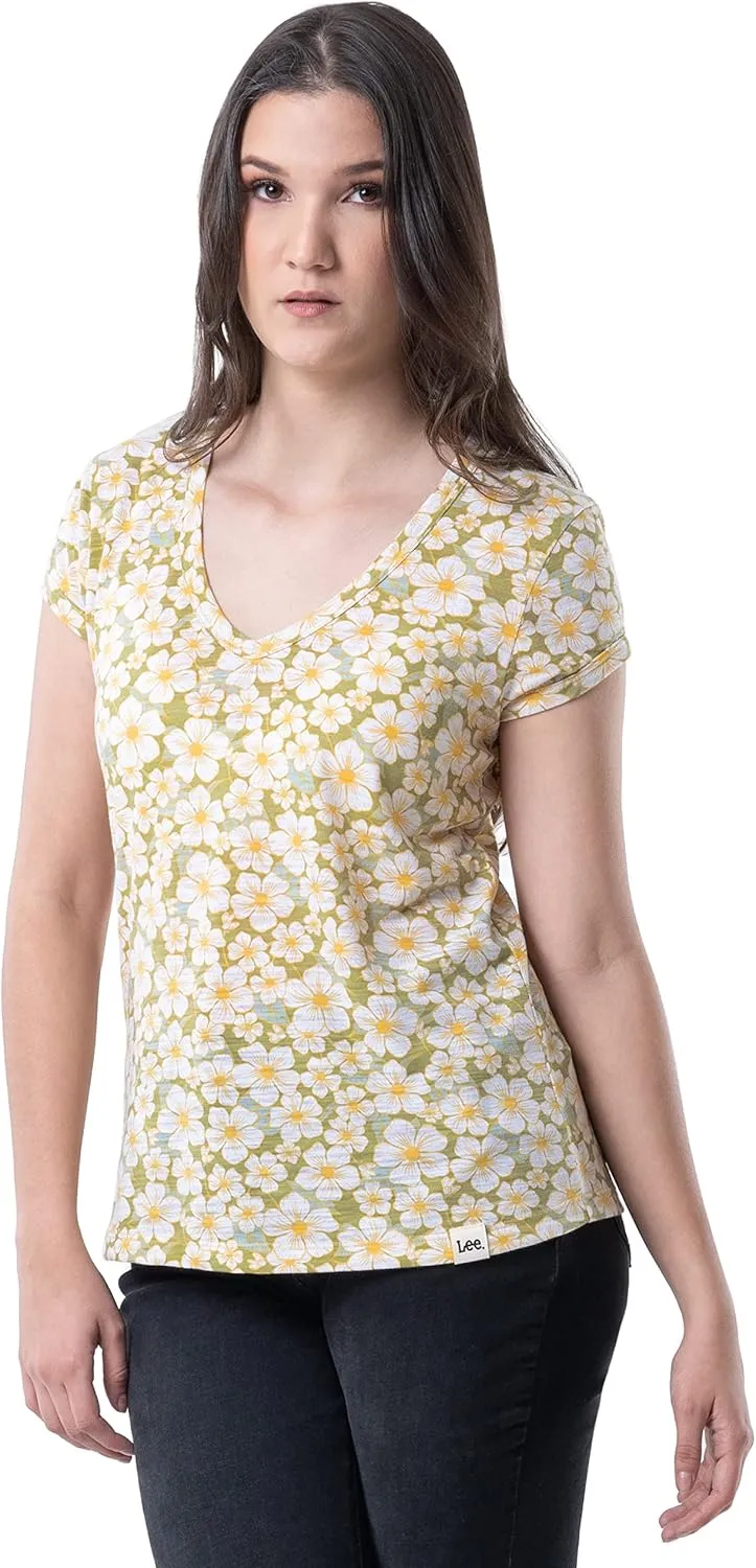 Lee Women's Classic Fit Short Sleeve V-Neck T-Shirt