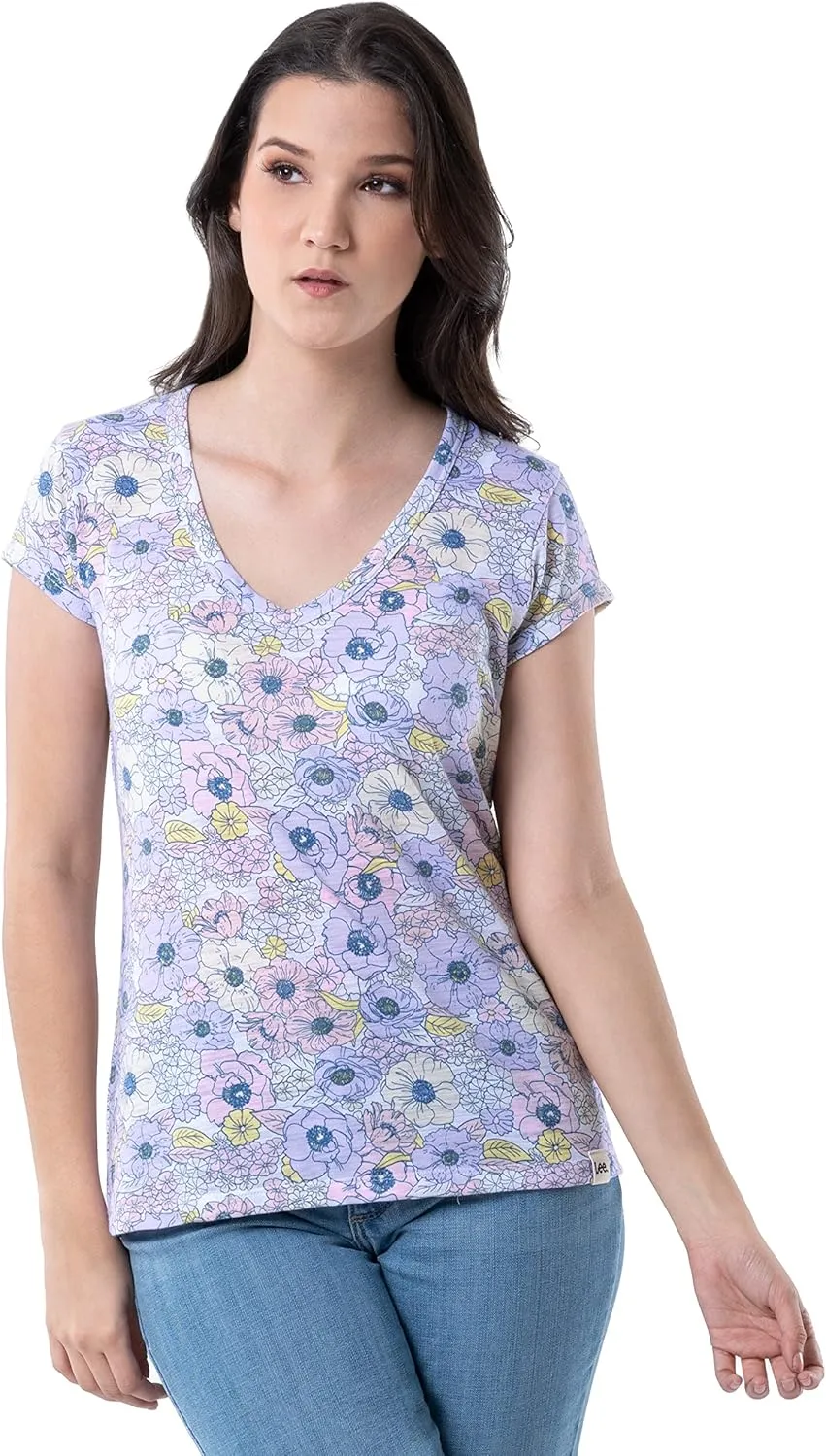 Lee Women's Classic Fit Short Sleeve V-Neck T-Shirt