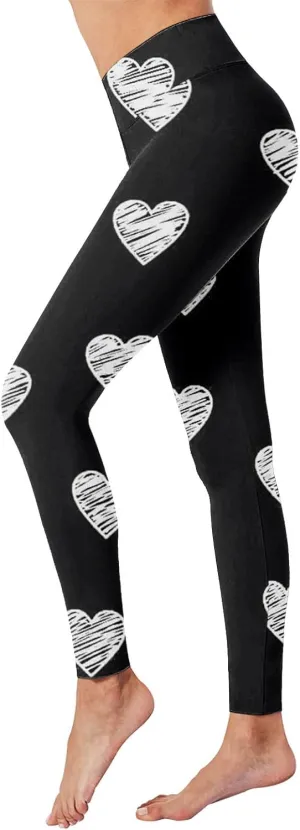 Leggings for Women Valentine's Day Print High Waist Yoga Pants Tights Compression Running Fitness High Waist