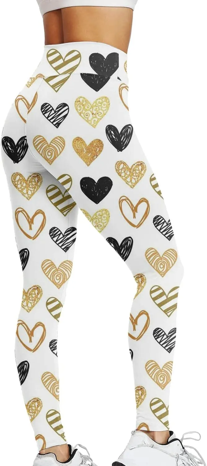 Leggings for Women Valentine's Day Print High Waist Yoga Pants Tights Compression Running Fitness High Waist