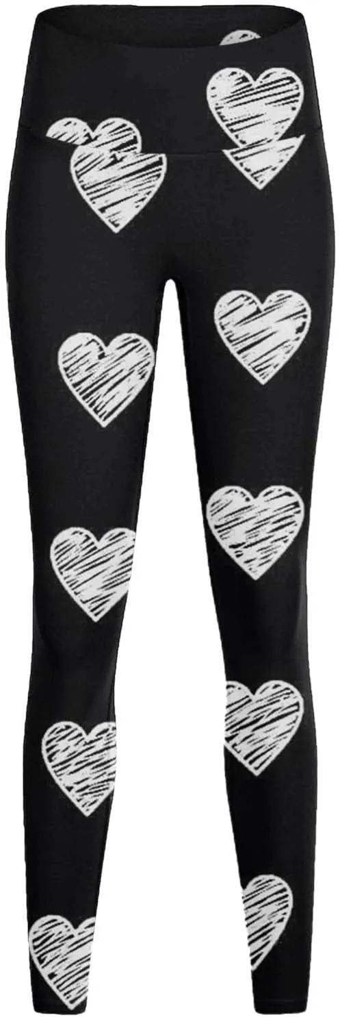 Leggings for Women Valentine's Day Print High Waist Yoga Pants Tights Compression Running Fitness High Waist