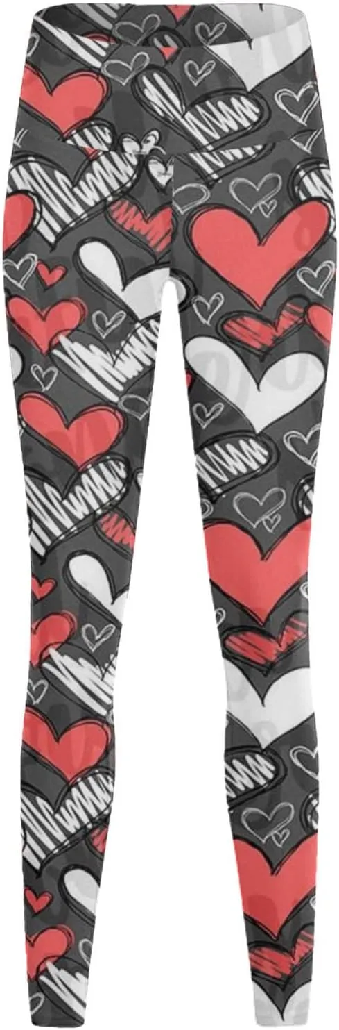 Leggings for Women Valentine's Day Print High Waist Yoga Pants Tights Compression Running Fitness High Waist