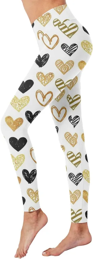 Leggings for Women Valentine's Day Print High Waist Yoga Pants Tights Compression Running Fitness High Waist
