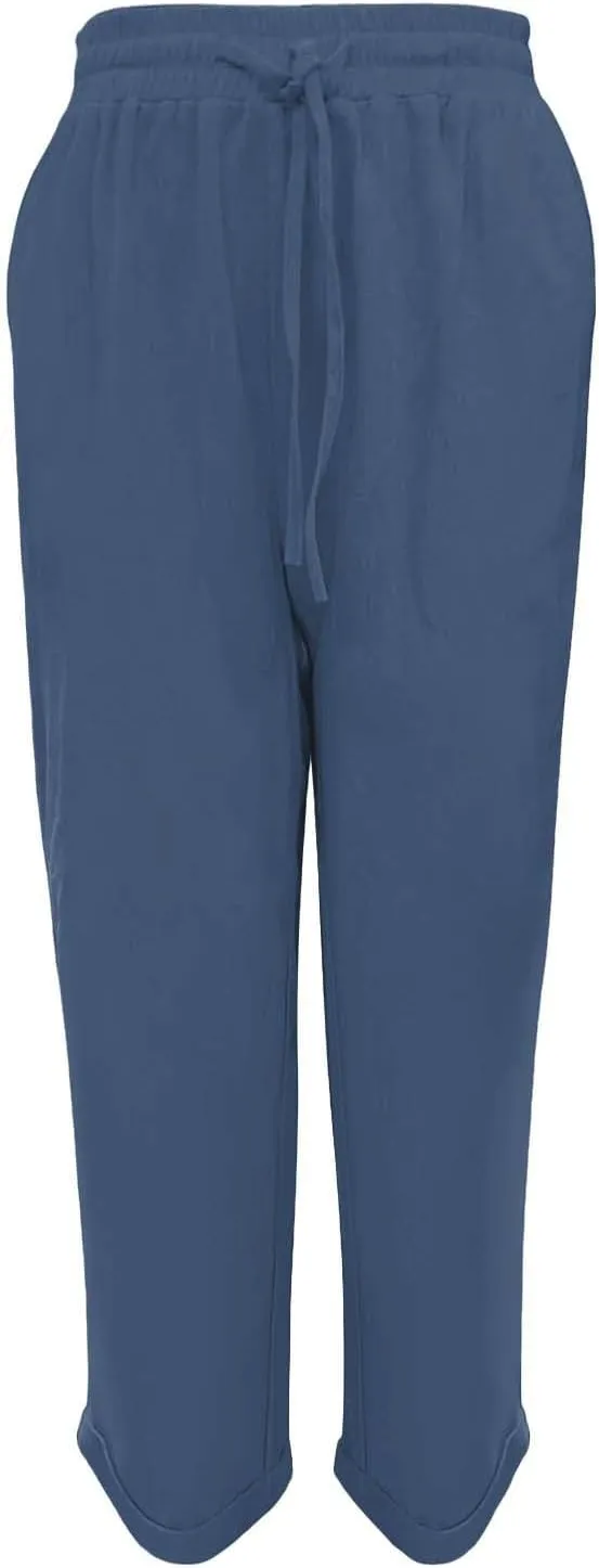 Linen Pants Women Drawstring Waist Elastic Cuffed Everyday Week Pants Lightweight Casual Summer Beach Yoga Trousers