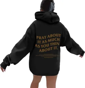 Love Never Falls Christian Oversize Hoodies for Women Drop Shoulder Long Sleeve Pullover Top with Pockets Fall Fleece Graphic