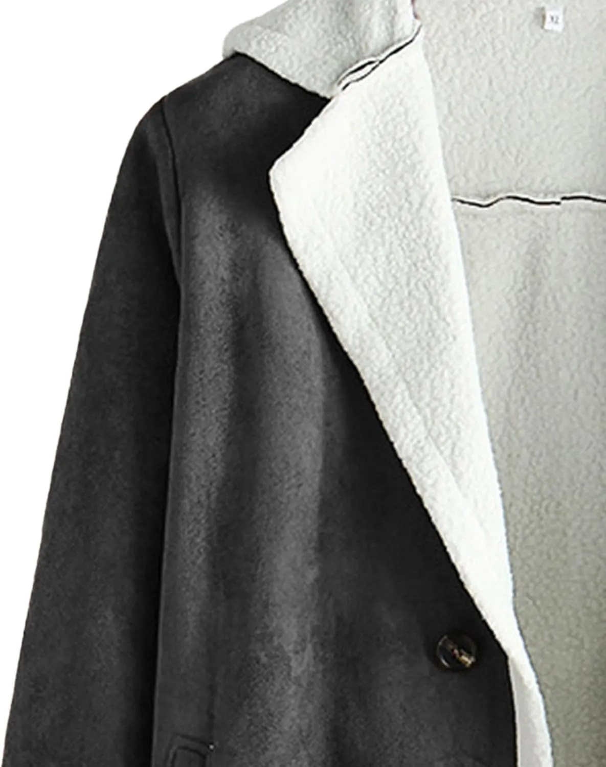 Maiyifu-GJ Mens Sherpa Lined PU Leather Coats Fur Collar Motorcycle Jackets Winter Windbreaker Trench Overcoat