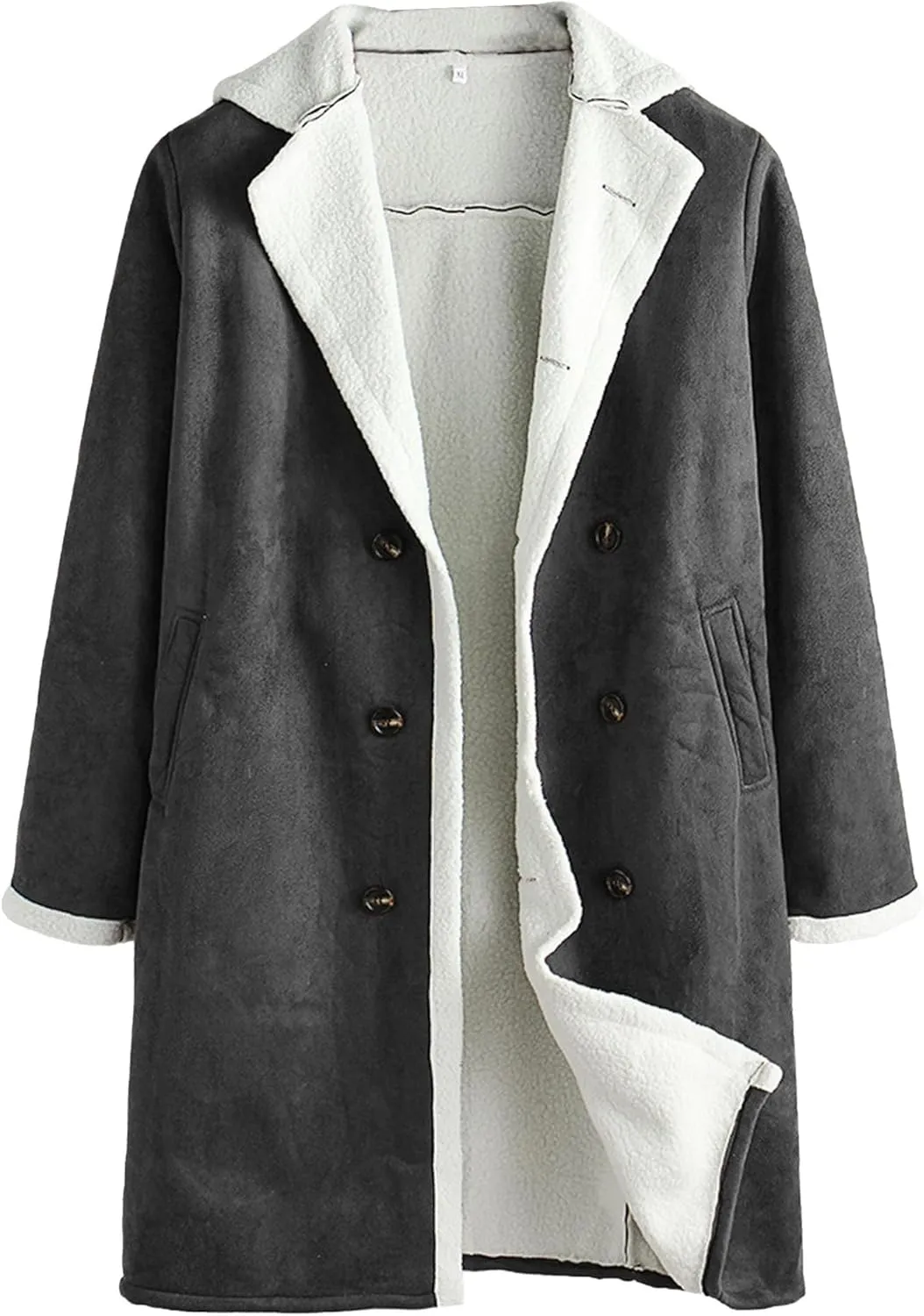 Maiyifu-GJ Mens Sherpa Lined PU Leather Coats Fur Collar Motorcycle Jackets Winter Windbreaker Trench Overcoat