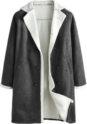 Maiyifu-GJ Mens Sherpa Lined PU Leather Coats Fur Collar Motorcycle Jackets Winter Windbreaker Trench Overcoat