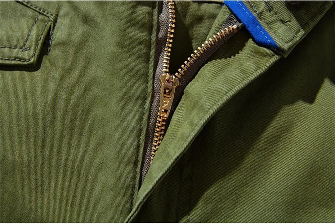 Male Cuffed Pants Men Slim Fit Man Joggers Cargo Pants Multi-Pockets Trousers Stretch