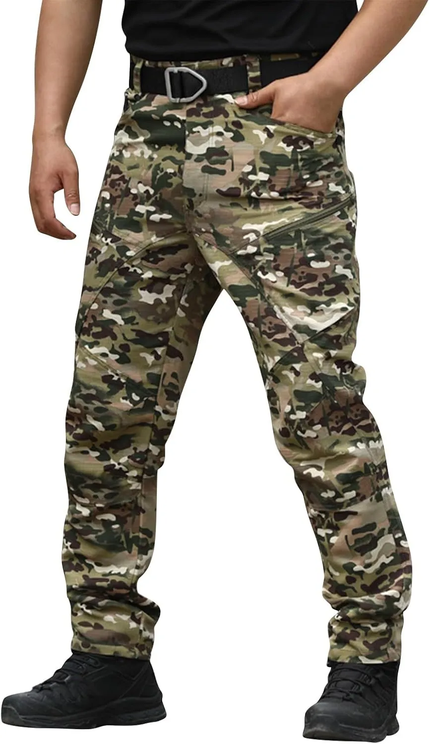 Men Cargo Pants, Tactical Pants, Baggy Outdoor Waterproof Hiking Work Pants Stretch Multi Pockets Lightweight Classic