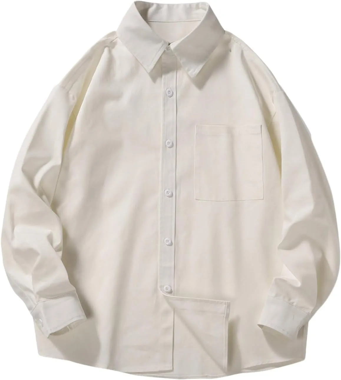 Men Relaxed Fit Shacket Jacket Long Sleeve Casual Oversized Button Down Shirt Plus Size Lightweight Solid Shirts Front Pocket