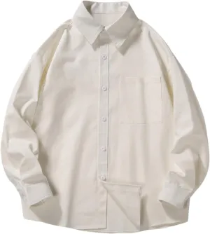Men Relaxed Fit Shacket Jacket Long Sleeve Casual Oversized Button Down Shirt Plus Size Lightweight Solid Shirts Front Pocket