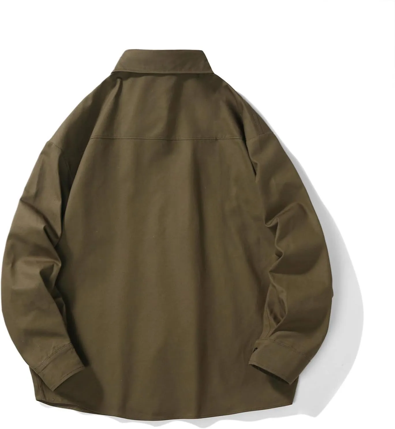 Men Relaxed Fit Shacket Jacket Long Sleeve Casual Oversized Button Down Shirt Plus Size Lightweight Solid Shirts Front Pocket