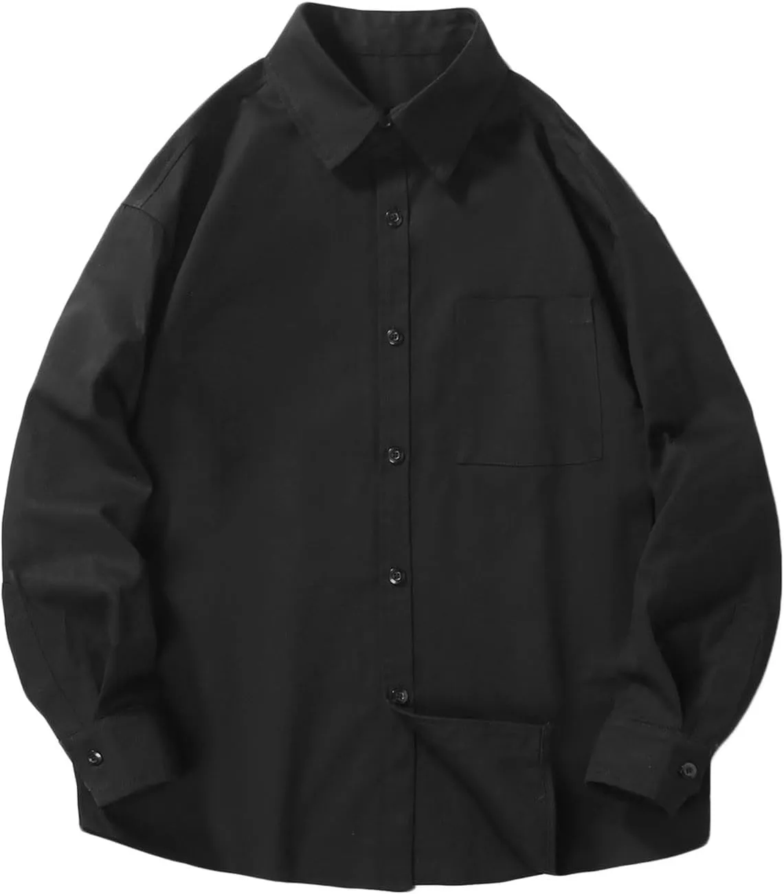 Men Relaxed Fit Shacket Jacket Long Sleeve Casual Oversized Button Down Shirt Plus Size Lightweight Solid Shirts Front Pocket